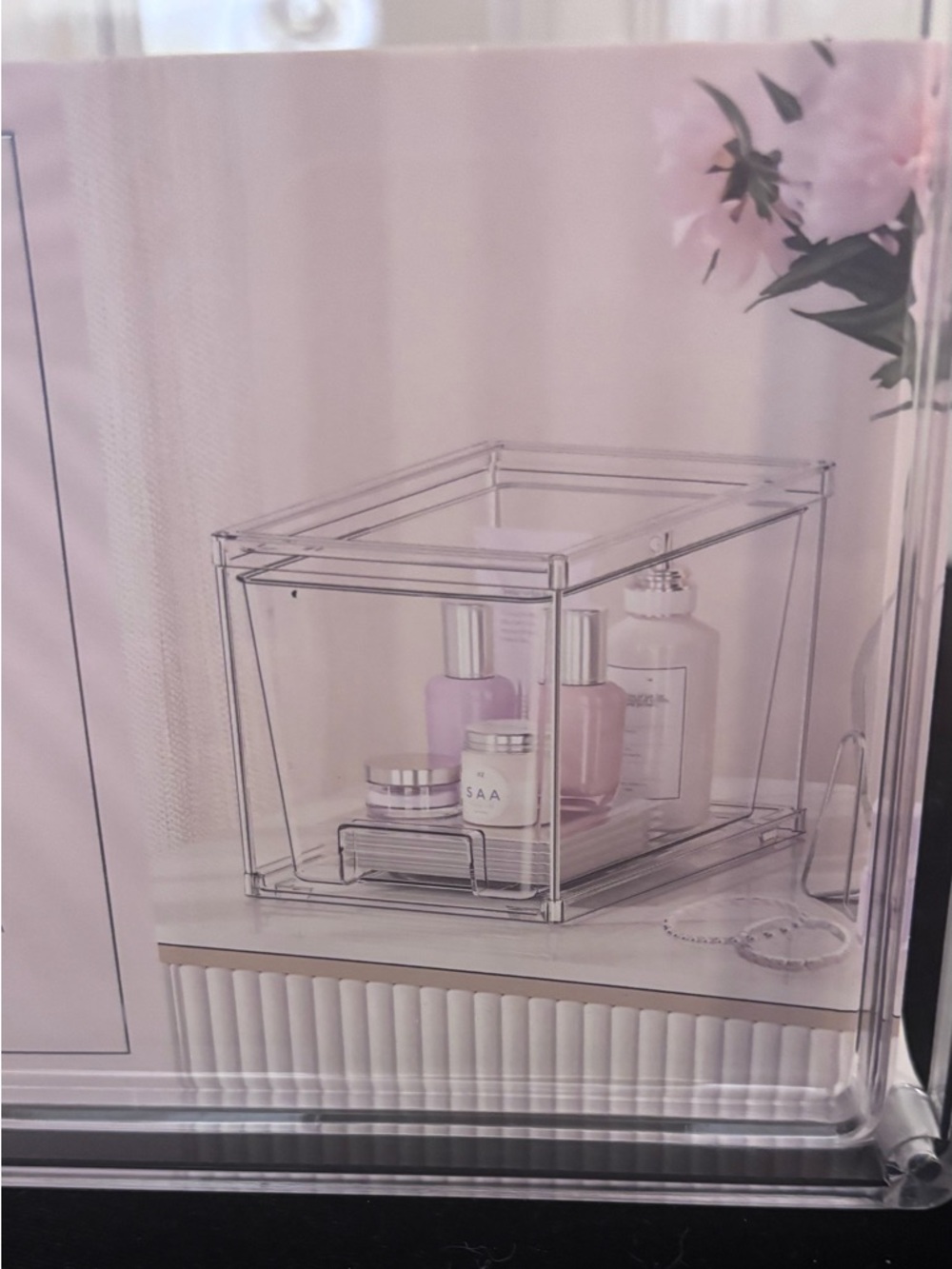 Clear Acrylic Cosmetic Organizer with Drawer - Transparent